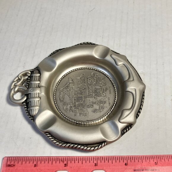 Vtg San Francisco Souvenir Ashtray Metal Golden Gate Chinatown Cable Cars Cliff - Picture 13 of 13